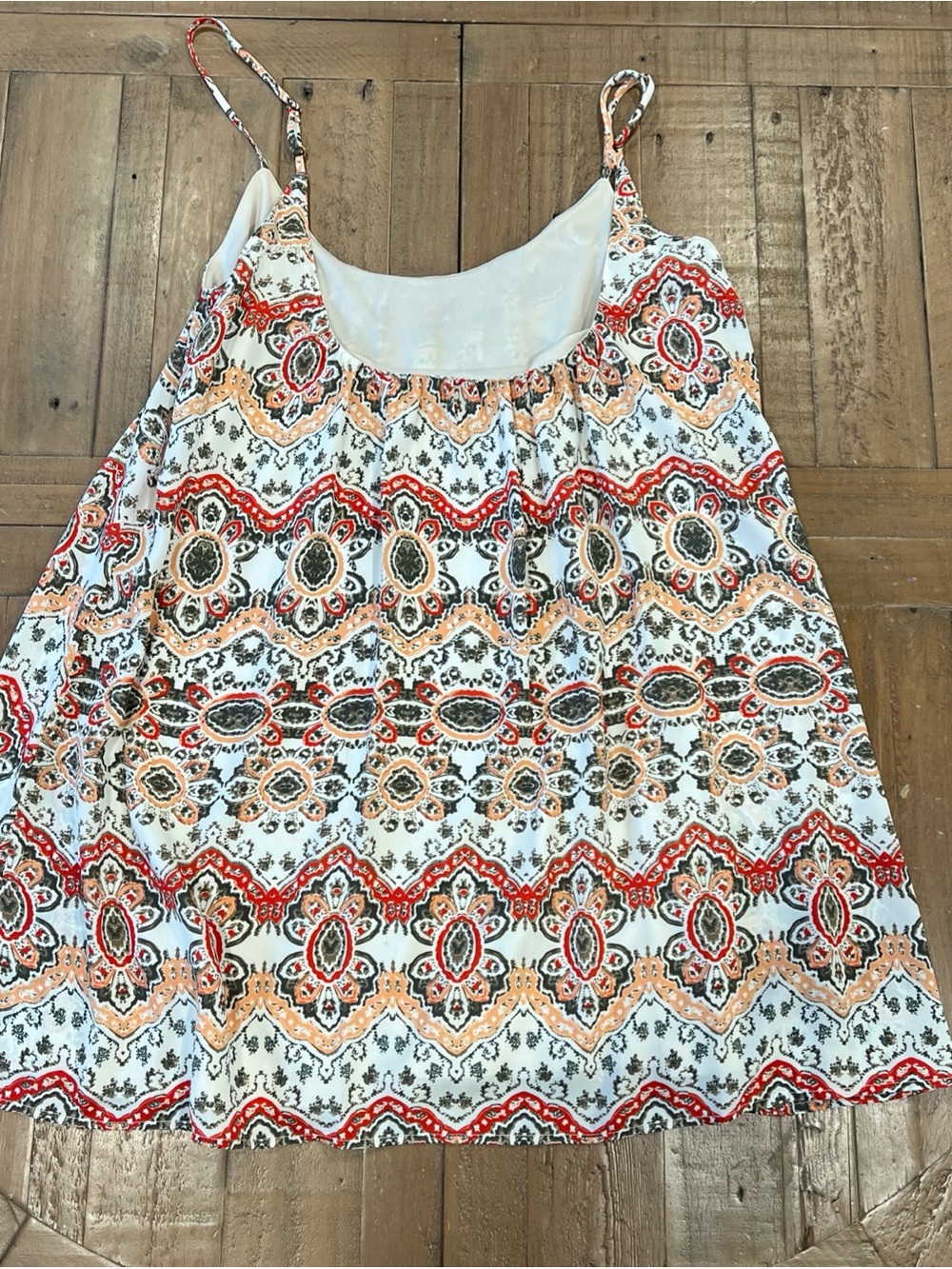 Show Me Your Mumu Dress Small La Quinta Trapeze Mini Ikat Red Boho Summer Print - Picture 9 of 9